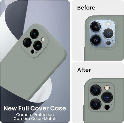 FireNova Designed for iPhone 13 Pro Max Case, Silicone [Camera Protection] Phone Case, Soft Anti-Scratch Microfiber Lining Inside, 6.7 inch, Calke Green