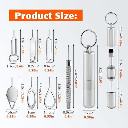 14 Pack 2 in 1 SIM Card Tray Removal Tool with Cleaning Brush, Portable Keychain Eject Pins Reset Needle Opener Compatible with All Models Cell Phone, Tablet