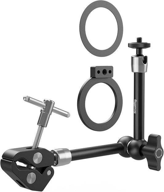 SmallRig Magic Arm Clamp w/ 1/4" Screw, Phone Mount for Magsafe & Magnetic Adapter Ring, 11 Inches Integrated Magic Arm for iPhone, for Android, for Action Cameras/LCD Monitor/LED Lights - 5604