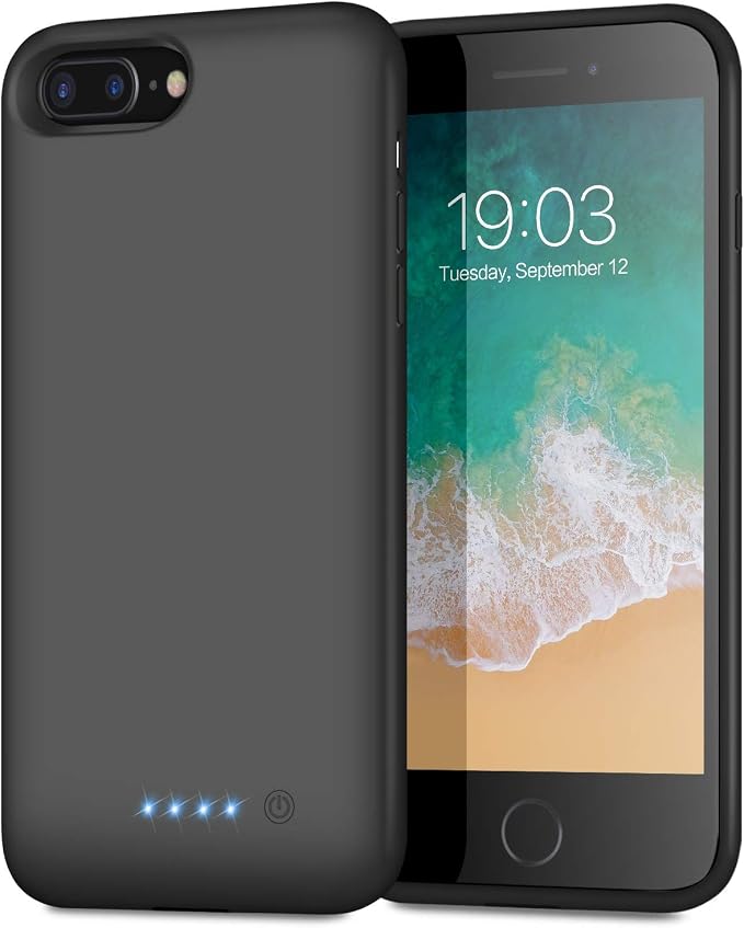 Battery Case for iPhone 8plus/7plus/6 Plus/6s Plus, Upgraded [8500mAh] Protective Portable Charging Case Rechargeable Extended Battery Pack for Apple iPhone 8plus/7plus/6 Plus/6s Plus(5.5') - Black