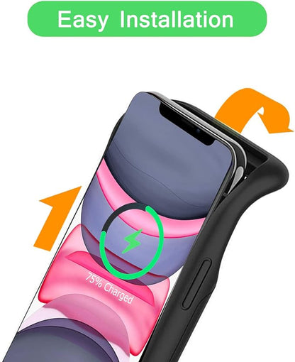 Wireless Charging Case for iPhone 11, 10000mAh High Capacity Portable Rechargeable Protective Battery Case Wireless Charging Compatible with iPhone 11 (6.1 inch) Extended Battery Charger Case (Black)