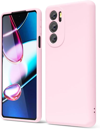 oakxco for Motorola Moto Edge Plus 2022/Edge Plus 5G UW 2022 Phone Case Liquid Silicone, Thin Slim Soft Rubber Gel TPU Plain Simple Cover for Women, Matte Solid Color, Pink Sand