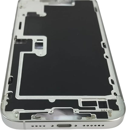 TheCoolCube Middle Frame Housing Cover Case with Power & Volume Button & Battery Adhesive Replacement Compatible with iPhone 16 Pro Max 6.9 Inches (US Version) (White)