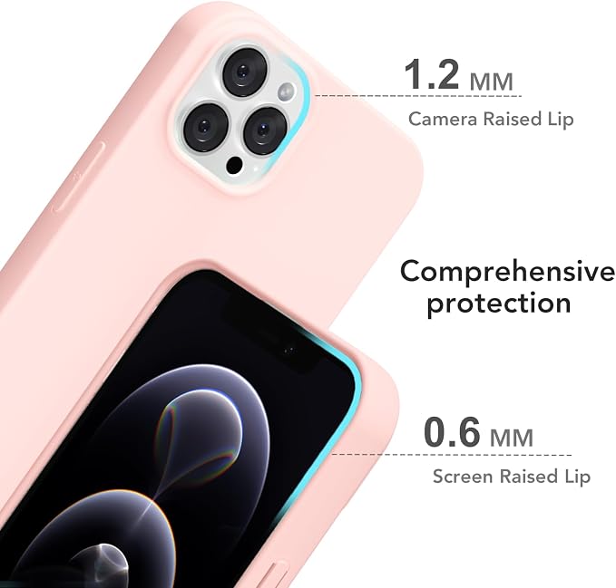 for iPhone 12/12 Pro Case Silicone Compatible with Magsafe Case, Ultra Slim Thin Magnetic Phone Cases Mag Safe, Cute Soft Rubber Gel Matte Plain Wireless Charging Cover for Women, Light Pink