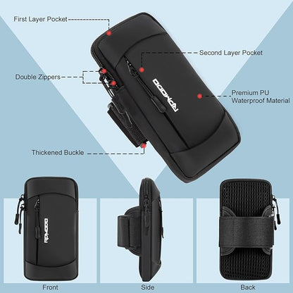 Phone Holder for Running, Large Capacity Arm Band for Phone for Running Walking, Lightweight Armband Cell Phone Holder for iPhone 13 14 15 16 Samsung Galaxy S24 S23 Ultra Under 7.5 Inch (Black)