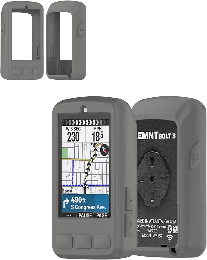 Silicone Protective Case for Wahoo ELEMNT Bolt V3 Cycling Computer, Full-Body Protective Cover with Precise Cutout, Shockproof Dustproof Protector Sleeve & Scratch-Resistant Sleeve (Grey)