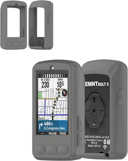Silicone Protective Case for Wahoo ELEMNT Bolt V3 Cycling Computer, Full-Body Protective Cover with Precise Cutout, Shockproof Dustproof Protector Sleeve & Scratch-Resistant Sleeve (Grey)