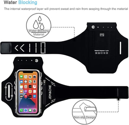 Armband for iPhone 17 16 15 14 13 12 Pro with Airpods Holder, Gym Workouts Running Arm Band (Black)