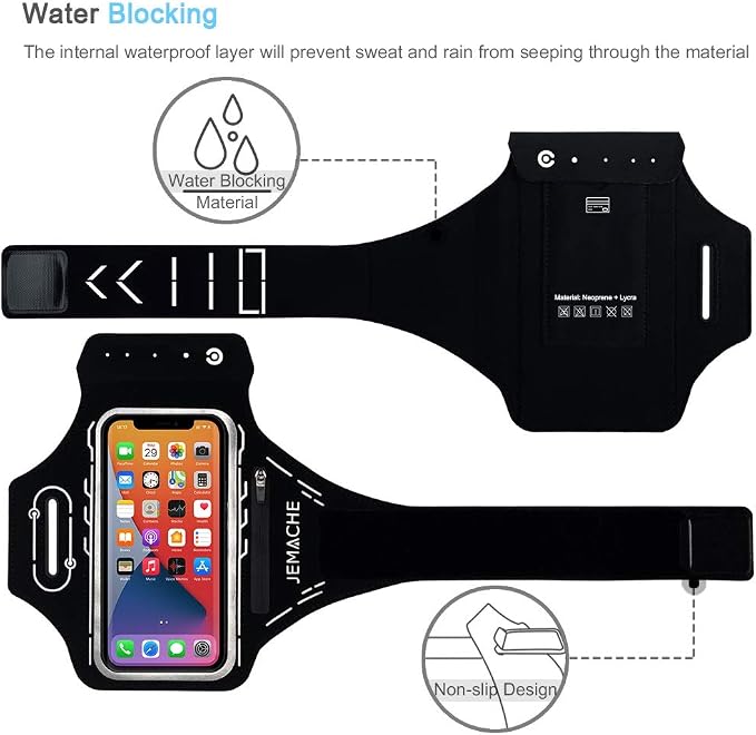 Armband for iPhone Pro Max 17 16 15 14 13 12 Plus, Air with Airpods Holder, Gym Workouts Running Phone Arm Band (Black)