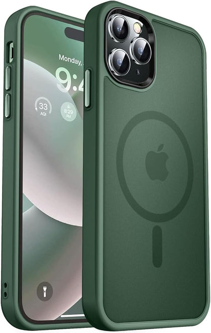 MOCCA Strong Magnetic for iPhone 14 Pro Max Case [Compatible with Magsafe] [10FT Military Grade Protective] Translucent Matte Slim Shockproof Case for iPhone 14 Pro Max 6.7" -Midnight Green