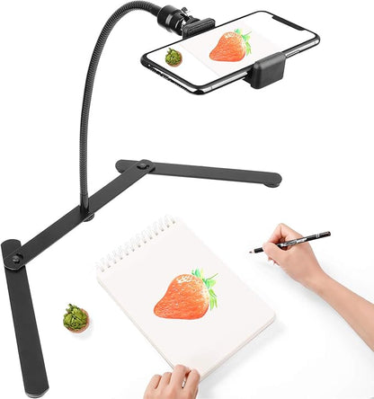 Photo Copy Pico Projector Stand,Chromlives Overhead Tripod Video Stand for Phone,Adjustable Tabletop Overhead Phone Mount,Gooseneck Mini Tripod Stand for Teaching Streaming Baking Crafting