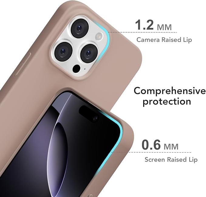 for iPhone 16 Pro Max Case Silicone Compatible with Magsafe Case, Ultra Slim Thin Magnetic Phone Cases Mag Safe, Cute Soft Rubber Gel TPU Matte Plain Wireless Charging Cover for Women, Brown