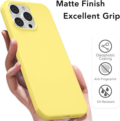 for iPhone 14 Pro Case Silicone Compatible with Magsafe Case, Ultra Slim Thin Magnetic Phone Cases Mag Safe, Cute Soft Rubber Gel TPU Matte Plain Wireless Charging Cover for Women, Yellow