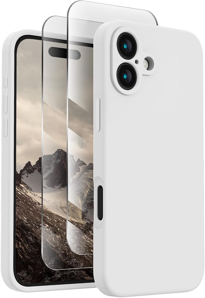 FireNova Designed for iPhone 16 Case, Silicone Upgraded [Camera Protection] Phone Case, Soft Anti-Scratch Microfiber Lining Inside, 6.1 inch, White