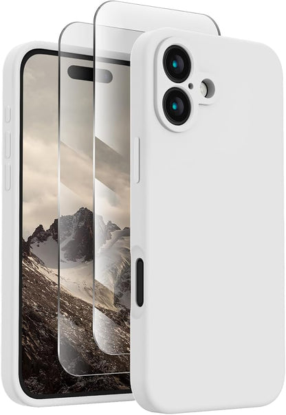 FireNova Designed for iPhone 16 Case, Silicone Upgraded [Camera Protection] Phone Case, Soft Anti-Scratch Microfiber Lining Inside, 6.1 inch, White
