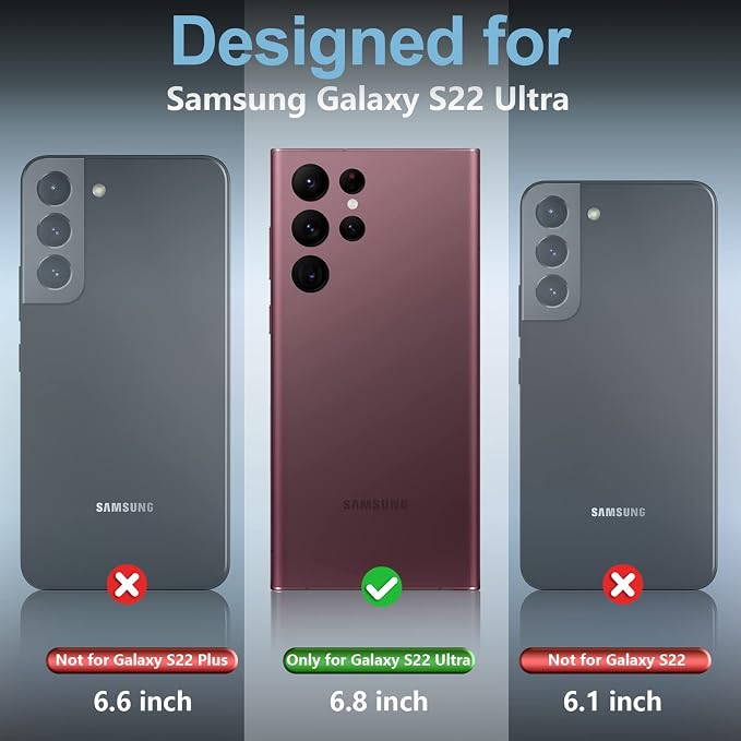 SPIDERCASE Designed for Samsung Galaxy S22 Ultra Case, Waterproof Built-in Screen Protector Full Protection Heavy Duty Shockproof Case, Blue/Clear
