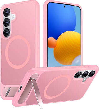 Magnetic for Samsung Galaxy S25 Case, [Innovate Stand][Military Grade Drop Protection][Non Slip][Translucent Matte] Shockproof Phone Case for Galaxy S25 6.2" 2025 -Pink
