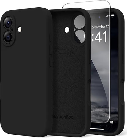 Magnetic for iPhone 17 Case, Compatible with MagSafe, [Full Camera Protection][Screen Protector] Silicone Shockproof Protective Phone Case for iPhone 17 6.3", Black