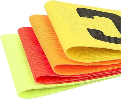 6 Pcs Adjustable Elastic Soccer Captain Armband Arm Bands Football Basketball Player Bands for Youth Adult Yellow