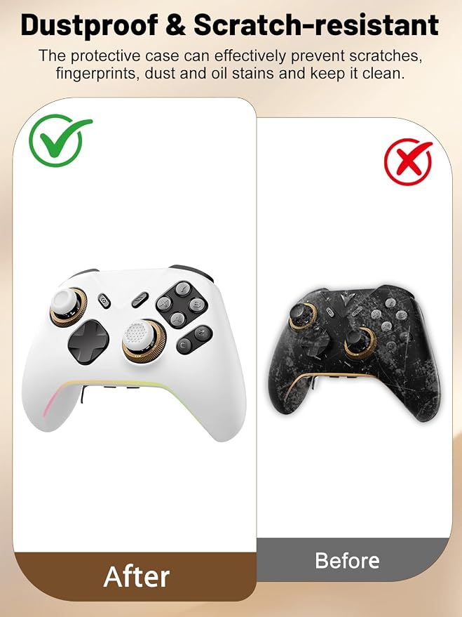 Silicone Protective Case for Flydigi Vader 5 Pro Wireless Controller, Full-Body Protective Cover with Precise Cutout, Shockproof Dustproof Protector Sleeve & Scratch-Resistant Sleeve (White)