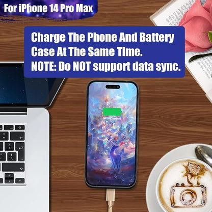 Sitong Battery Case for iPhone 14 Pro Max, 6000mAh Rechargeable Extended Battery Charging Charger Case, Add 100% Extra Juice (6.7 Inches) Black