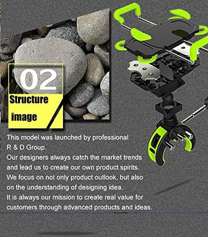 XYZ Supplies® Cell Phone Mount/Holder for Boat, Motorcycle/Bike Handlebars, Microphone, Music, or Drum Stand, iPhone, Samsung, Smart Phone, (Black)