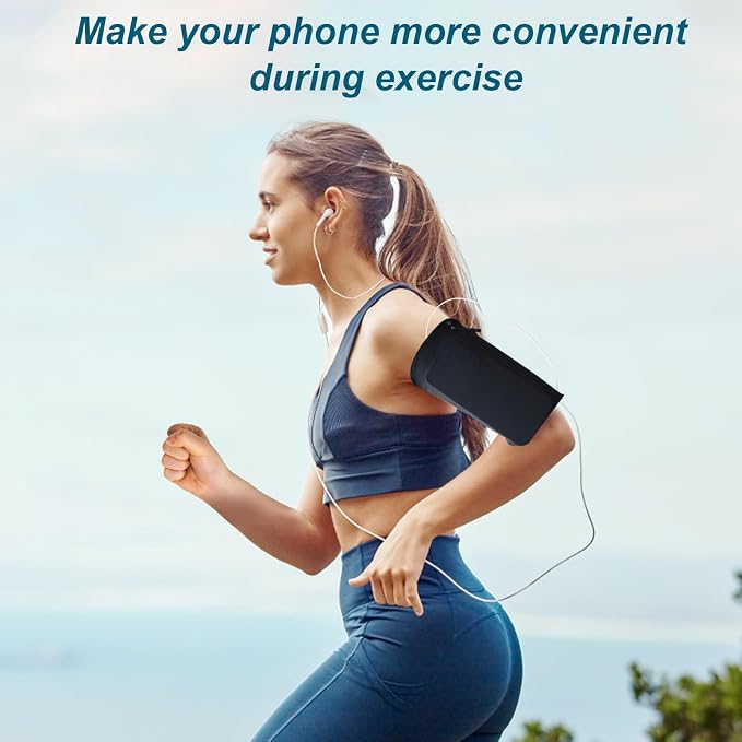 Running Phone Armband, Larger Storage, Sturdy Zipper, Adjustable Strap, Water-Resistant, Compatible with iPhone & Samsung Galaxy, for Running, Hiking, Biking, Gym(Blue,Large)