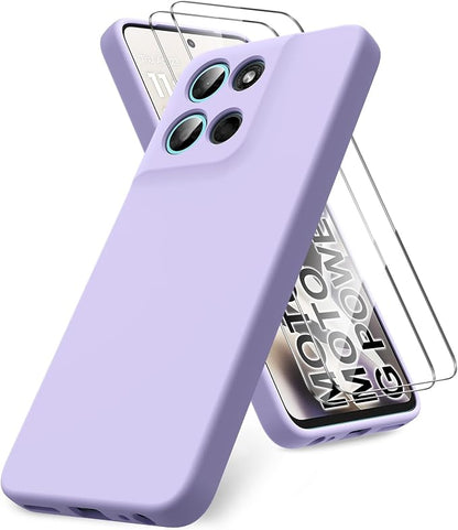 for Motorola Moto G Power (2026) Case, 2 Pack Tempered Glass Screen Protectors, Soft TPU Silicone Shockproof Gel Cover-Light Lilac