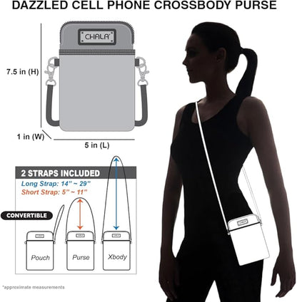 CHALA Dazzled Cell Phone Crossbody Purse-Women PU Leather Multicolor Handbag with Adjustable Strap
