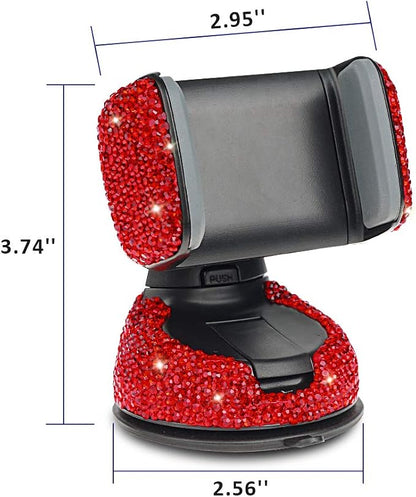eing Car Phone Mount Bling Crystal Cell Phone Holder with One More Air Vent Base,Universal Universal Phone Car Air Vent Mount Holder Cradle for Dashboard,Windshield and Air Vent,Red