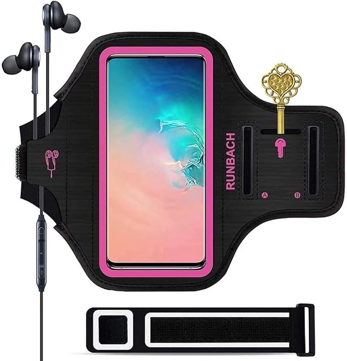 Armband for Samsung Galaxy S26/S25/S24/S23/S22/S21/S20/S10/S9/S8 up to 6.2",Water Resistant Running Exercise Gym Bag with Card Slot and Key Holder (Pink)