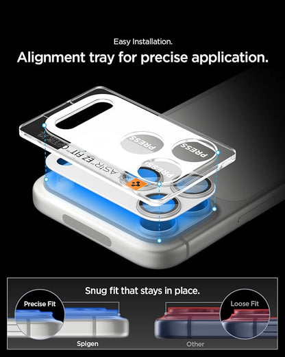Spigen Camera Lens Screen Protector [GlasTR EZ Fit Optik Pro XL] Designed for iPhone 17 Pro Max [Case Friendly] - Silver [1 Pack]