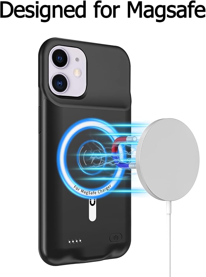Battery Case for iPhone 11, Upgraded 10000mAh Portable Protective Charging Case with Wireless Charging Compatible with iPhone 11 (6.1 inch) Rechargeable Battery Pack Charger Cover with Carplay (Black)
