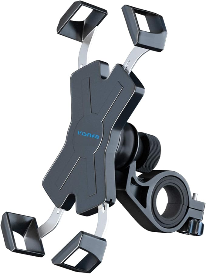 New Bike Phone Mount with Stainless Steel Clamp Arms Anti Shake and Stable 360° Rotation Bike Accessories/Bike Phone Holder for Any Smartphones GPS Other Devices Between 4 and 7 inches