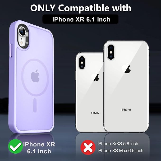 MOCCA Strong Magnetic for iPhone XR Phone Case, [Compatible with Magsafe][Mil-Grade Drop Protection] Slim Thin Translucent Matte Protective Cover Case for iPhone XR Case 6.1'', Light Purple