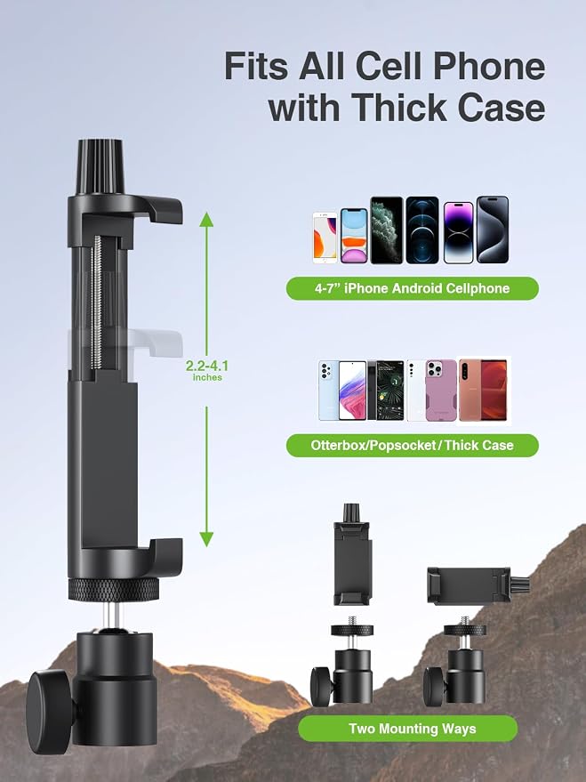 elitehood 6.8 Feet Tall Phone Stand Tripod, Aluminum iPhone Tripod [Lightweight & Ultra Stable], Adjustable Phone Recording Stand Compatible with iPhone 15 Pro Max/15 Pro/14 13, Android Cell Phone
