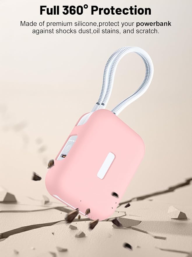 Silicone Protective Case Compatible with TORRAS EasyGo Power Bank 45W Ultra-Fast Charging 10000mAh, Full-Body Protective Cover with Precise Cutouts, Shockproof & Scratch-Resistant Sleeve (Pink)