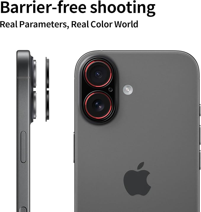 Aluminum Alloy Lens Cover for iPhone 17 - Metal Camera Bumper Frame Only -Scratch Resistant, Black