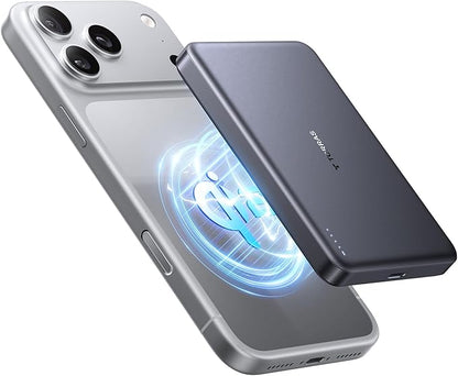 TORRAS MiniMag 25W Qi2.2 Magnetic Portable Charger Power Bank, 10000mAh Fast Portable Phone Charger, 45W Output & 30W Input USB-C, Slim Battery Pack Charger Portable for iPhone 17/16/15/14/13