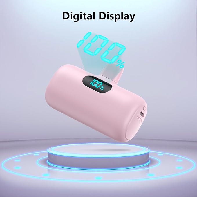Mini Portable Charger for iPhone 14/13 Series,Upgraded 5000mAh PD Fast Charging Battery Pack,LCD Display Cute Power Bank Portable Phone Charger for iPhone 14/14 Pro Max/13/12 Pro/11/XS/XR/X/8/7/6