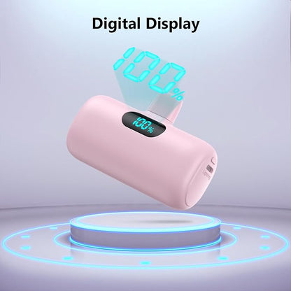 Mini Portable Charger for iPhone 14/13 Series,Upgraded 5000mAh PD Fast Charging Battery Pack,LCD Display Cute Power Bank Portable Phone Charger for iPhone 14/14 Pro Max/13/12 Pro/11/XS/XR/X/8/7/6