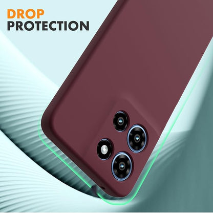 for Motorola Moto G 2025 Case, 2 Pack Tempered Glass Screen Protectors, Soft TPU Liquid Silicone Shockproof Gel Case-Burgundy