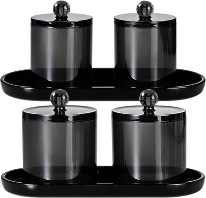 SheeChung Acrylic Vanity Tray Bathroom Storage Tray, 9.65 in x 4.5 in Catchall Holder, Countertop Sink Dispenser Organizer for Cabinet, Vanity, Shelf, Cupboard, or Closet Organization (2 Pack, Black)