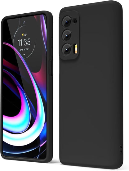 oakxco for Motorola Moto Edge 2021/Edge 2021 5G UW Phone Case Liquid Silicone, Thin Slim Soft Rubber Gel TPU Plain Simple Cover for Women, Matte Solid Color, Black