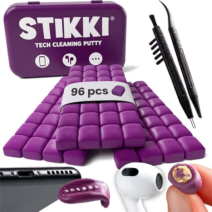 STIKKI Cleaning Putty for Electronics – Earbud & Phone Cleaning Kit with Precision Tools – Cleaner Kit & Charging Port Cleaning Compatible with iPhone & AirPod