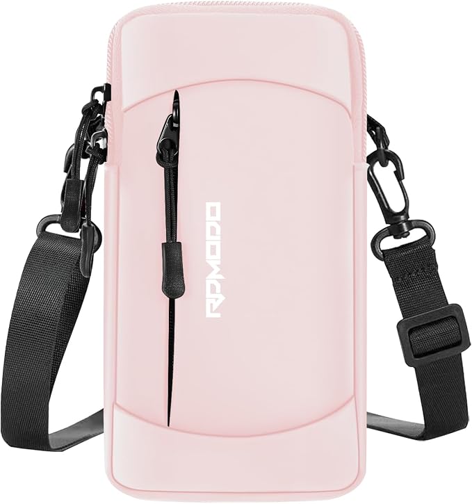 Crossbody phone holder bag for running and hiking, pink