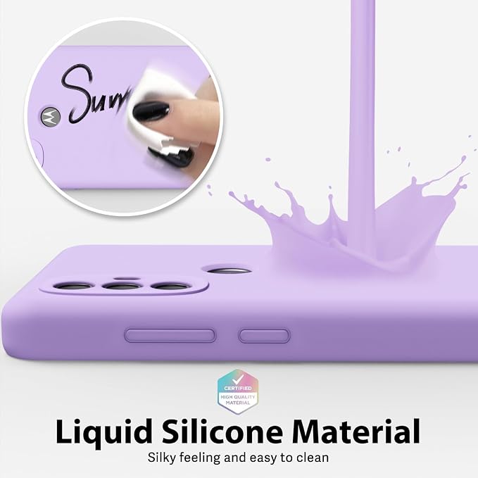oakxco for Motorola Moto G Power 2022 Phone Case/Moto G Play 2023 Phone Case Liquid Silicone, Thin Slim Soft Rubber Gel TPU Plain Simple Cover for Women, Matte Solid Color,Lilac Lavender Light Purple