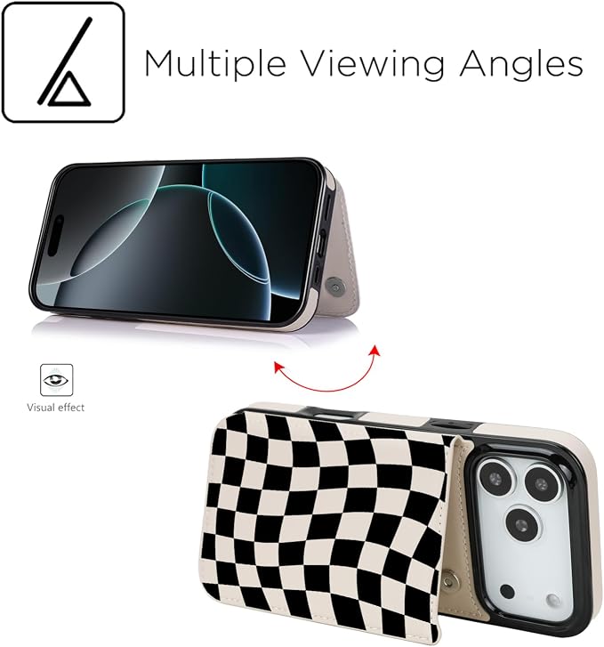 uCOLOR for iPhone 17 Pro Max Wallet Case with Card Holder PU Leather RFID Blocking Design iPhone 17 Pro Max flip case for Women Men Magnetic Clasp Kickstand Design 6.9 inch (Dune Mirage Checkboard)