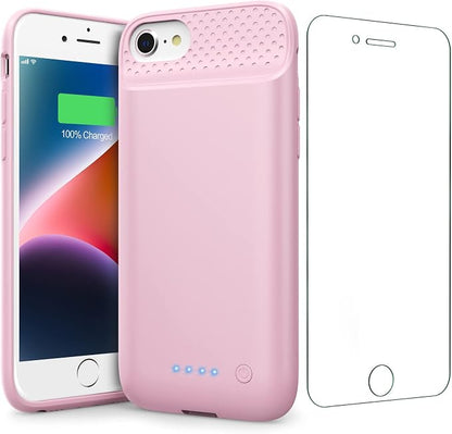 Battery Case for iPhone 8/7/6s/6/SE (2022/2020),[2025 Upgraded] 7000mAh Ultra-Slim Portable Extended Charger Cover for iPhone 8/7/6s/6/SE (2022/2020) Charging Case (4.7 Inch)-Pink