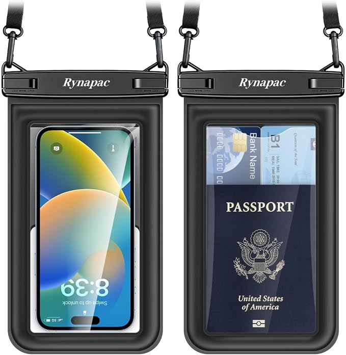 [Up to 8.5"] Floating Waterproof Phone Pouch 2 Pack - Floatable Waterproof Phone Case with Lanyard for iPhone 17 16 15 Pro Max, Galaxy S25 S24 Ultra, IPX8 Cellphone Dry Bags, Beach Vacation Essentials
